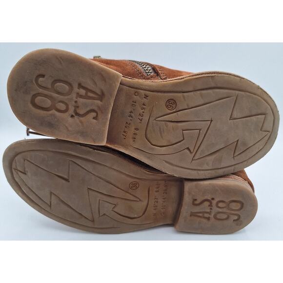 A.S.98 AS 98 Felix Brown Leather Suede Belted Booties Women 6 Excellent Cond. - Picture 14 of 16